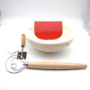 Sauerteig Brotbackset, Rattan G&auml;rk&ouml;rbchen Rund, 500g Teig, Leinenstoff, Teigschaber & Rezept, G&auml;rk&ouml;rbchen f&uuml;r Brot, Sauerteig Starterset (Kopie)